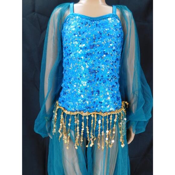 Dance Costume Curtain Call E833 Small Child Turquoise Jasmine Arabian - Picture 2 of 5